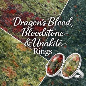 Unakite , bloodstone and dragons blood rings